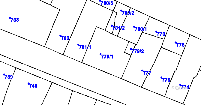 Parcela st. 779 v KÚ Říčany u Brna, Katastrální mapa