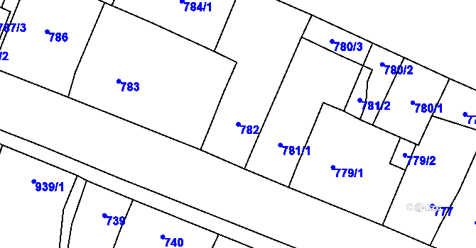 Parcela st. 782 v KÚ Říčany u Brna, Katastrální mapa