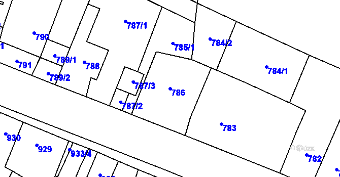Parcela st. 786 v KÚ Říčany u Brna, Katastrální mapa