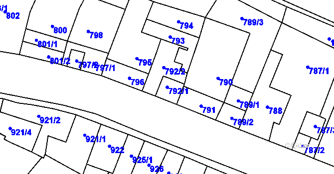 Parcela st. 792/1 v KÚ Říčany u Brna, Katastrální mapa