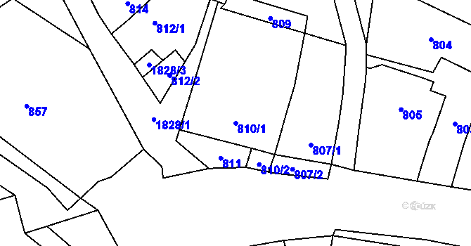 Parcela st. 810/1 v KÚ Říčany u Brna, Katastrální mapa