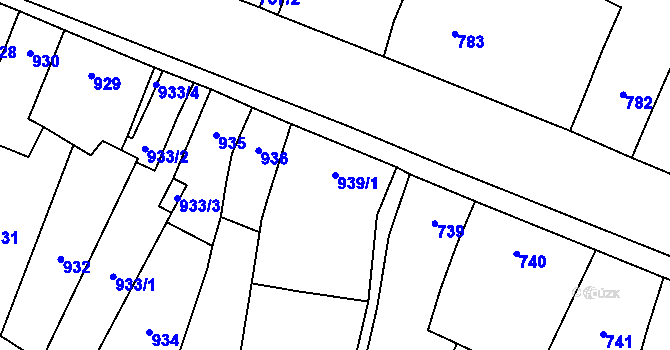 Parcela st. 939/1 v KÚ Říčany u Brna, Katastrální mapa