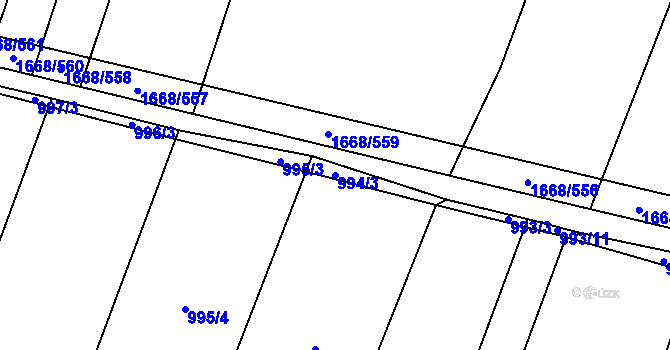 Parcela st. 994/3 v KÚ Říčany u Brna, Katastrální mapa
