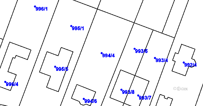 Parcela st. 994/4 v KÚ Říčany u Brna, Katastrální mapa