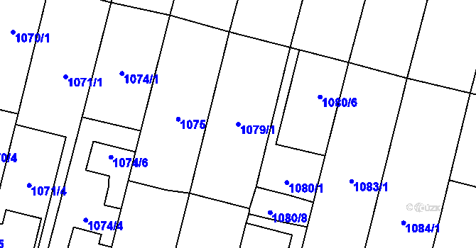 Parcela st. 1079/1 v KÚ Říčany u Brna, Katastrální mapa