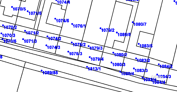 Parcela st. 1079/3 v KÚ Říčany u Brna, Katastrální mapa