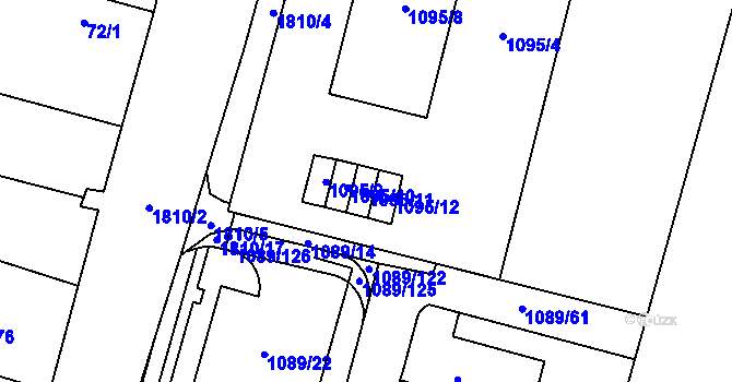 Parcela st. 1095/11 v KÚ Říčany u Brna, Katastrální mapa