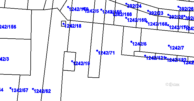 Parcela st. 1242/71 v KÚ Říčany u Brna, Katastrální mapa