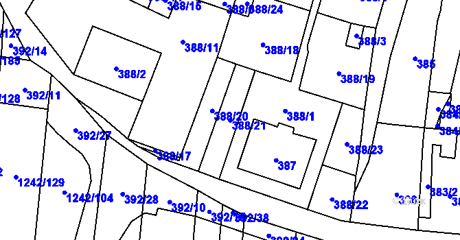 Parcela st. 388/21 v KÚ Říčany u Brna, Katastrální mapa