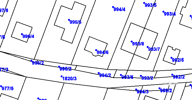 Parcela st. 994/6 v KÚ Říčany u Brna, Katastrální mapa