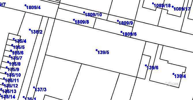 Parcela st. 139/5 v KÚ Říčany u Brna, Katastrální mapa
