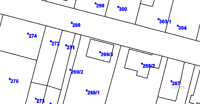 Parcela st. 269/3 v KÚ Říčany u Brna, Katastrální mapa