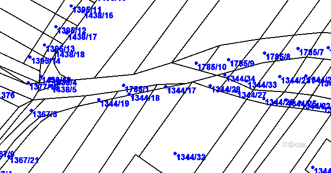 Parcela st. 1344/17 v KÚ Říčany u Brna, Katastrální mapa