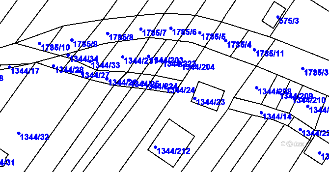 Parcela st. 1344/24 v KÚ Říčany u Brna, Katastrální mapa