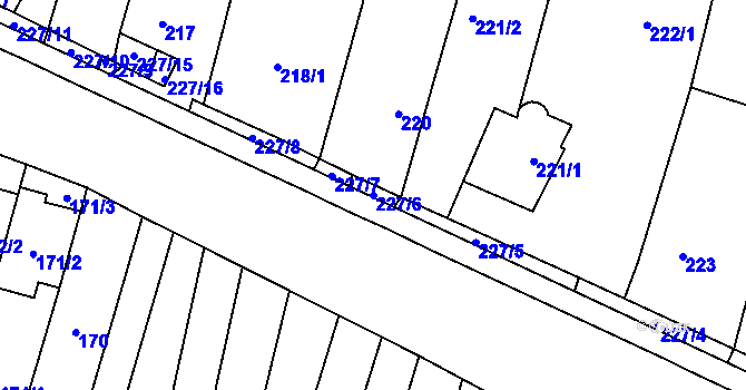 Parcela st. 227/6 v KÚ Říčany u Brna, Katastrální mapa
