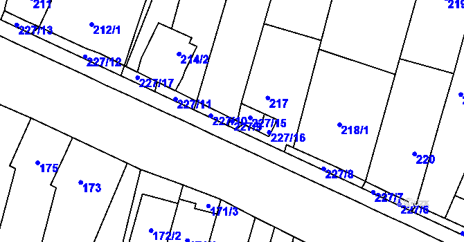 Parcela st. 227/9 v KÚ Říčany u Brna, Katastrální mapa