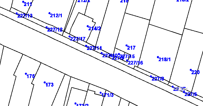 Parcela st. 227/10 v KÚ Říčany u Brna, Katastrální mapa