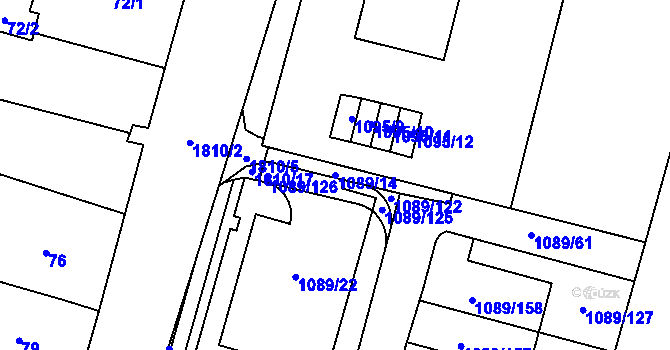 Parcela st. 1089/14 v KÚ Říčany u Brna, Katastrální mapa