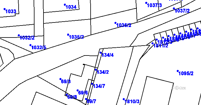 Parcela st. 134/4 v KÚ Říčany u Brna, Katastrální mapa