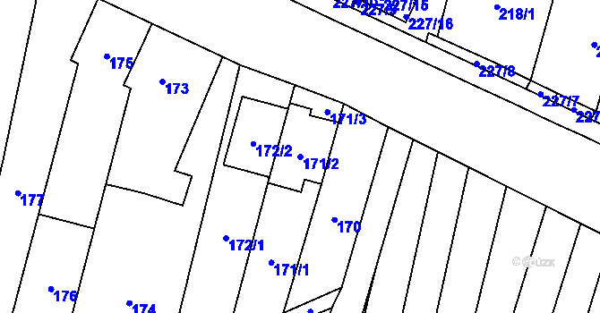 Parcela st. 171/2 v KÚ Říčany u Brna, Katastrální mapa
