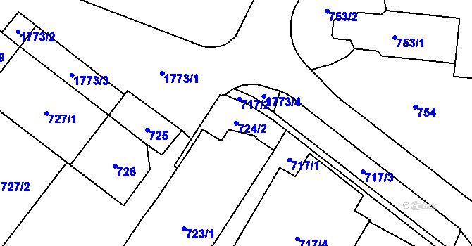 Parcela st. 724/2 v KÚ Říčany u Brna, Katastrální mapa