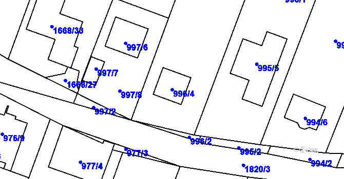Parcela st. 996/4 v KÚ Říčany u Brna, Katastrální mapa