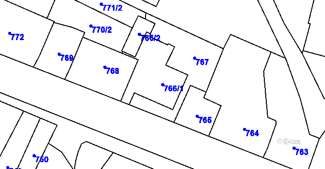 Parcela st. 766/1 v KÚ Říčany u Brna, Katastrální mapa