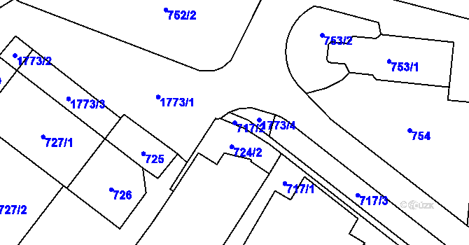 Parcela st. 717/2 v KÚ Říčany u Brna, Katastrální mapa