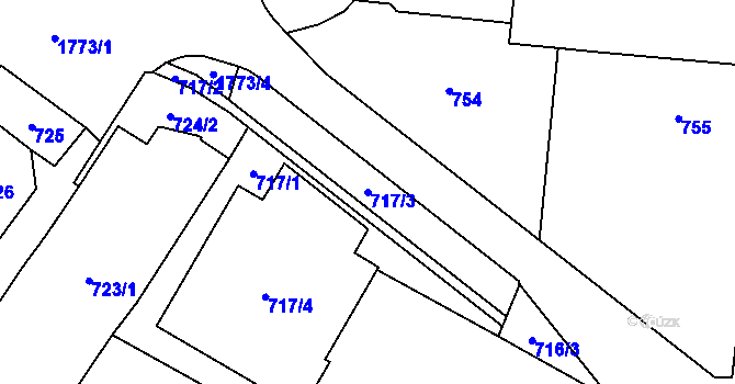 Parcela st. 717/3 v KÚ Říčany u Brna, Katastrální mapa