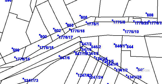 Parcela st. 547/3 v KÚ Říčany u Brna, Katastrální mapa