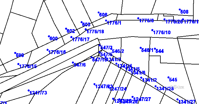 Parcela st. 547/5 v KÚ Říčany u Brna, Katastrální mapa