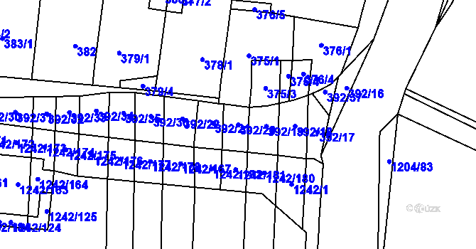 Parcela st. 392/20 v KÚ Říčany u Brna, Katastrální mapa