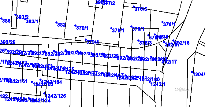Parcela st. 392/22 v KÚ Říčany u Brna, Katastrální mapa