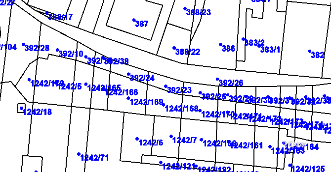 Parcela st. 392/23 v KÚ Říčany u Brna, Katastrální mapa