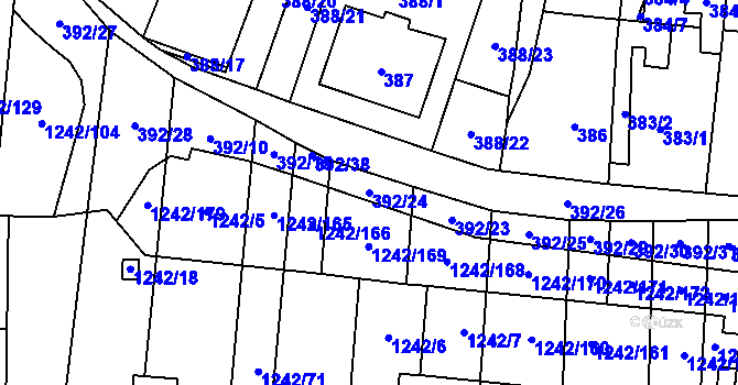 Parcela st. 392/24 v KÚ Říčany u Brna, Katastrální mapa