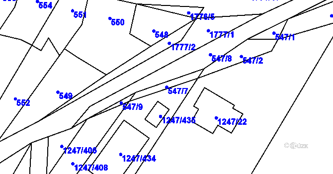 Parcela st. 547/7 v KÚ Říčany u Brna, Katastrální mapa