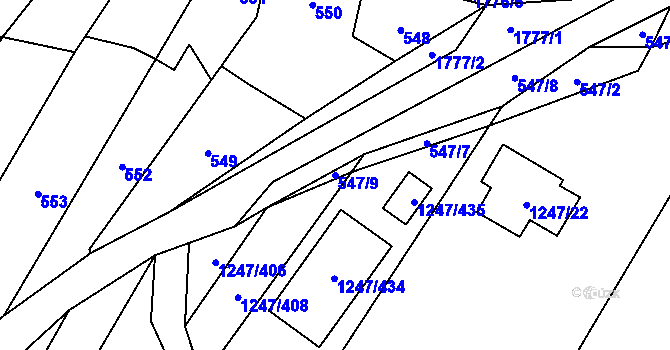 Parcela st. 547/9 v KÚ Říčany u Brna, Katastrální mapa