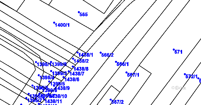 Parcela st. 566/2 v KÚ Říčany u Brna, Katastrální mapa