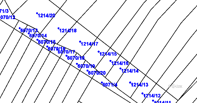 Parcela st. 1214/15 v KÚ Říčany u Brna, Katastrální mapa