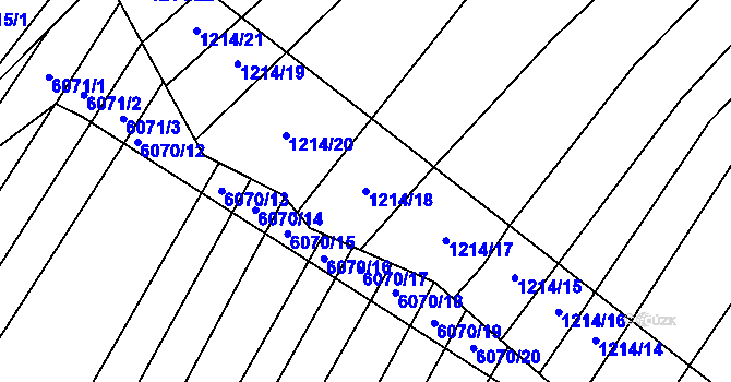 Parcela st. 1214/18 v KÚ Říčany u Brna, Katastrální mapa