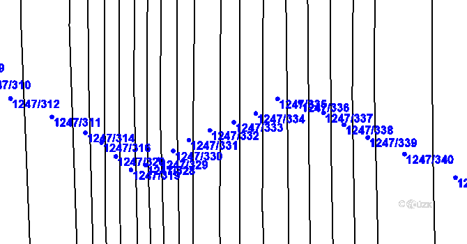 Parcela st. 1247/333 v KÚ Říčany u Brna, Katastrální mapa