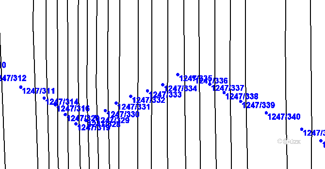 Parcela st. 1247/334 v KÚ Říčany u Brna, Katastrální mapa