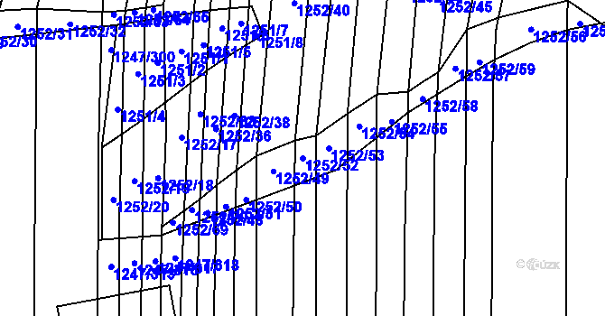Parcela st. 1252/52 v KÚ Říčany u Brna, Katastrální mapa