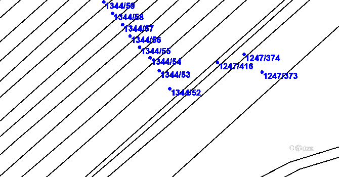 Parcela st. 1344/52 v KÚ Říčany u Brna, Katastrální mapa