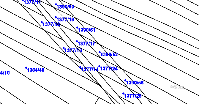 Parcela st. 1390/52 v KÚ Říčany u Brna, Katastrální mapa