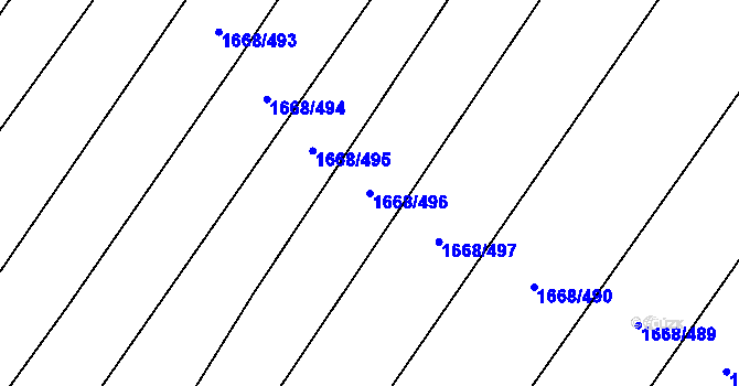 Parcela st. 1668/496 v KÚ Říčany u Brna, Katastrální mapa