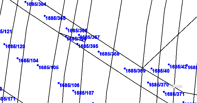 Parcela st. 1685/368 v KÚ Říčany u Brna, Katastrální mapa