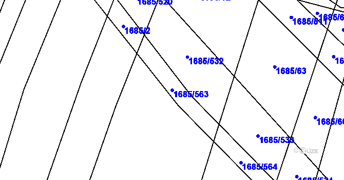 Parcela st. 1685/563 v KÚ Říčany u Brna, Katastrální mapa