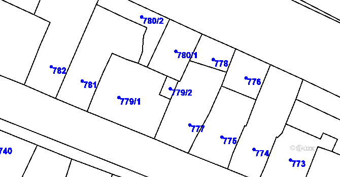 Parcela st. 779/2 v KÚ Říčany u Brna, Katastrální mapa