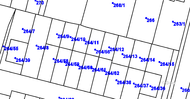 Parcela st. 264/56 v KÚ Říčany u Brna, Katastrální mapa